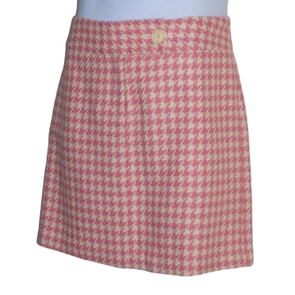 new VINEYARD VINES Skirt, 4, Pink/Off-White Houndstooth, Zipper, Wool blend - Picture 2 of 8